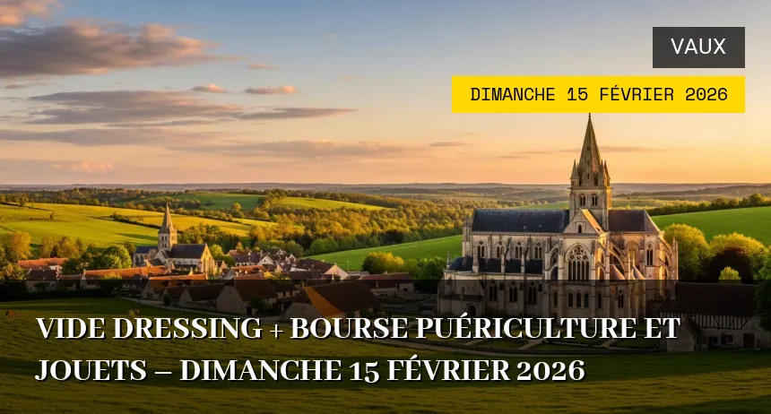 Affiche de l'événement : Vide dressing + bourse puériculture et jouets – Dimanche 15 Février 2026