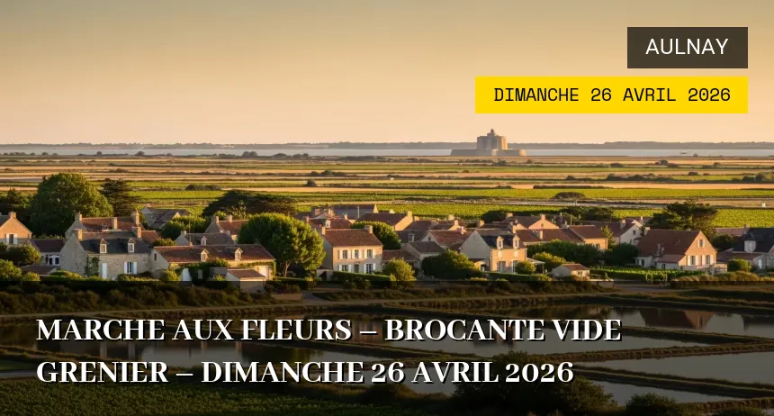 Affiche de l'événement : MARCHE AUX FLEURS – BROCANTE VIDE GRENIER – Dimanche 26 Avril 2026