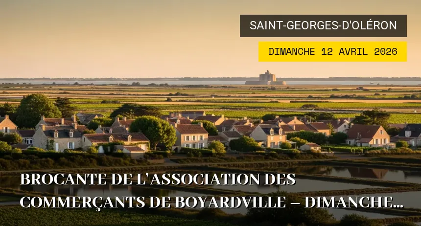 Affiche de l'événement : Brocante de l&rsquo;Association des commerçants de Boyardville – Dimanche 12 Avril 2026