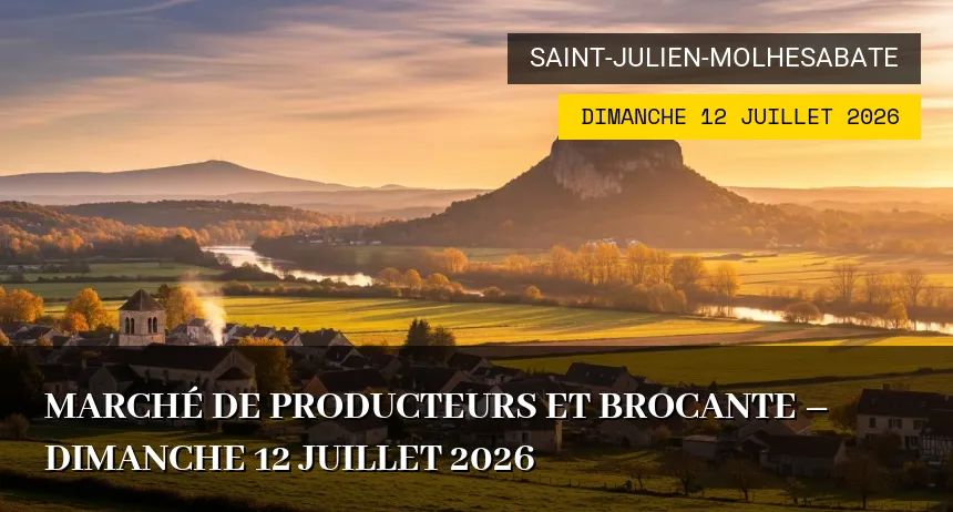 Affiche de l'événement : Marché de producteurs et brocante – Dimanche 12 Juillet 2026