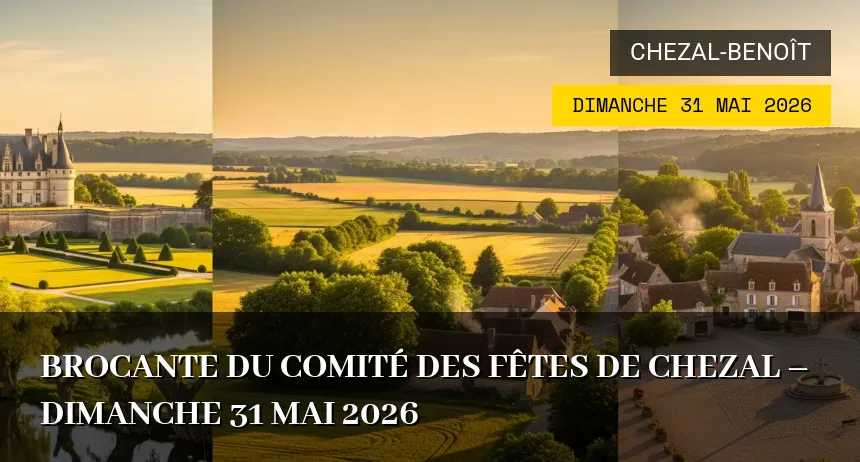 Affiche de l'événement : Brocante du comité des fêtes de Chezal – Dimanche 31 Mai 2026