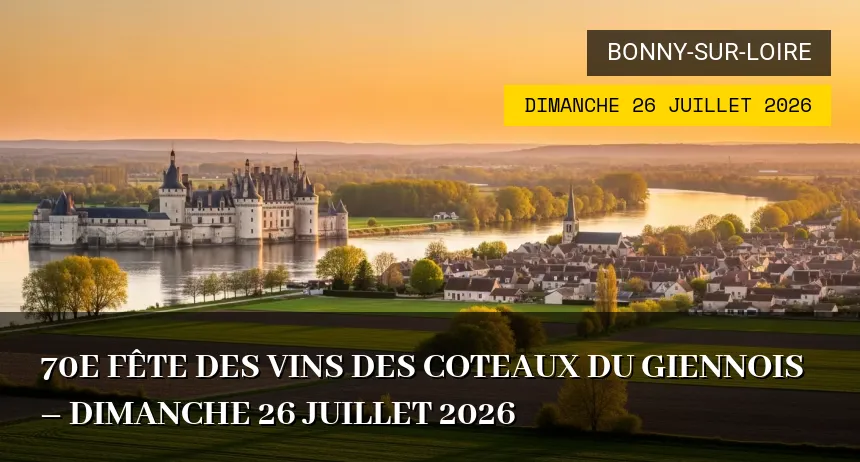 Affiche de l'événement : 70e Fête des Vins des Coteaux du Giennois – Dimanche 26 Juillet 2026