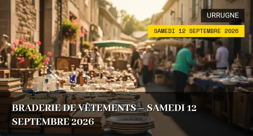 Affiche de l'événement : Braderie de vêtements – Samedi 12 Septembre 2026