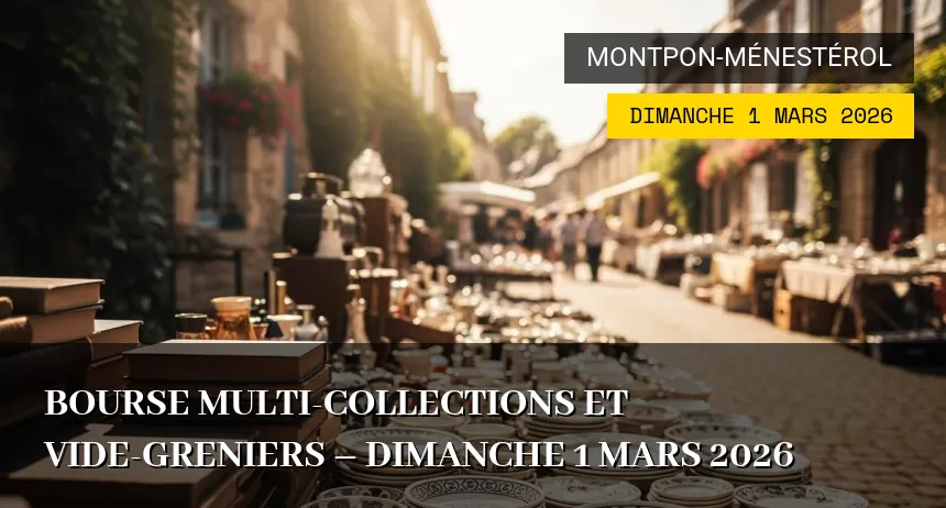 Affiche de l'événement : Bourse multi-collections et vide-greniers – Dimanche 1 Mars 2026