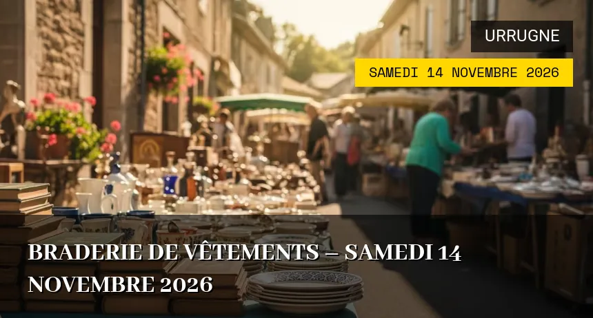 Affiche de l'événement : Braderie de vêtements – Samedi 14 Novembre 2026