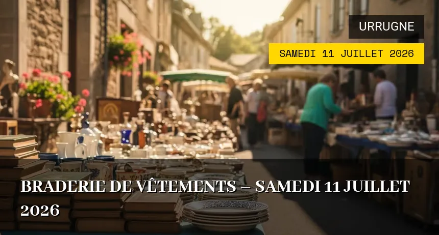 Affiche de l'événement : Braderie de vêtements – Samedi 11 Juillet 2026