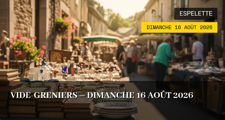 Affiche de l'événement : Vide-greniers – Dimanche 16 Août 2026