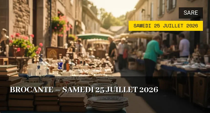 Affiche de l'événement : Brocante – Samedi 25 Juillet 2026