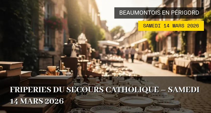 Affiche de l'événement : Friperies du Secours Catholique – Samedi 14 Mars 2026