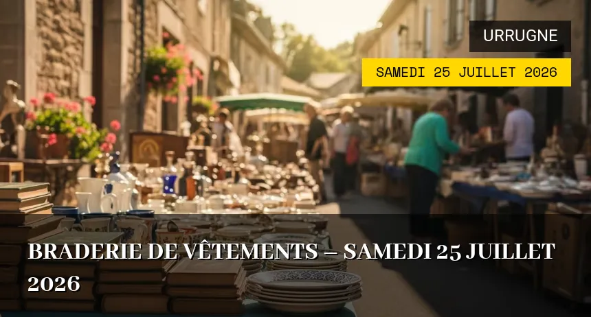 Affiche de l'événement : Braderie de vêtements – Samedi 25 Juillet 2026