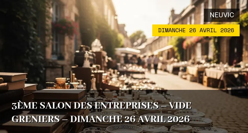 Affiche de l'événement : 3ème Salon des entreprises – vide greniers – Dimanche 26 Avril 2026