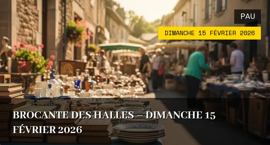Affiche de l'événement : Brocante des Halles – Dimanche 15 Février 2026