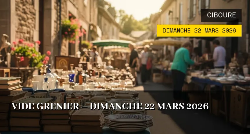 Affiche de l'événement : Vide grenier – Dimanche 22 Mars 2026