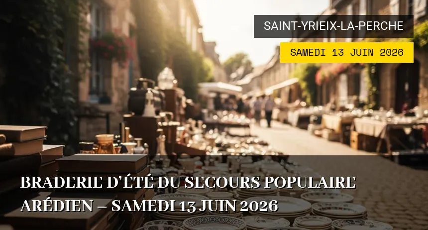 Affiche de l'événement : Braderie d&rsquo;été du Secours Populaire arédien – Samedi 13 Juin 2026