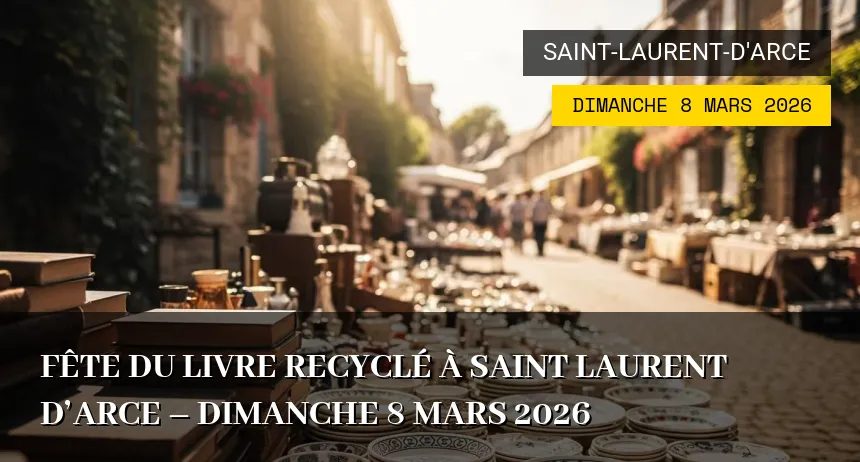 Affiche de l'événement : Fête du livre recyclé à Saint Laurent d&rsquo;Arce – Dimanche 8 Mars 2026