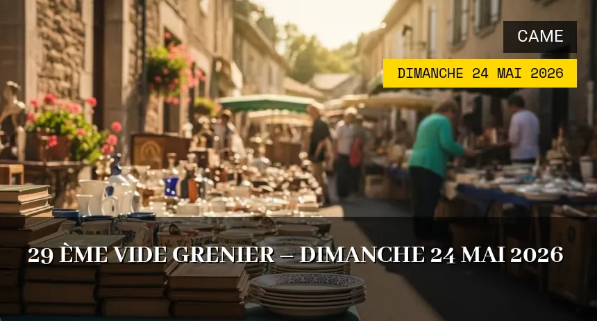 Affiche de l'événement : 29 ème vide grenier – Dimanche 24 Mai 2026