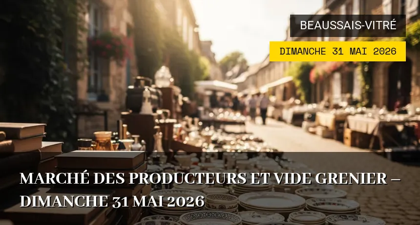 Affiche de l'événement : Marché des producteurs et vide grenier – Dimanche 31 Mai 2026