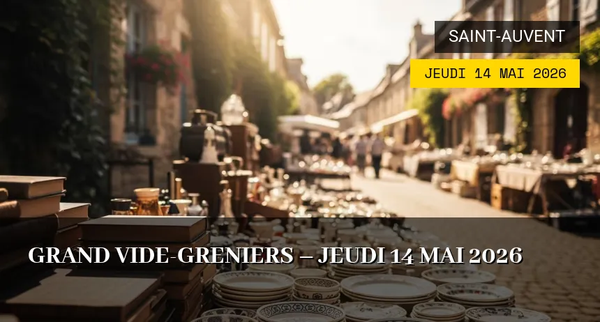 Affiche de l'événement : Grand vide-greniers – Jeudi 14 Mai 2026