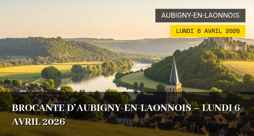 Affiche de l'événement : Brocante d&rsquo;Aubigny-en-Laonnois – Lundi 6 Avril 2026