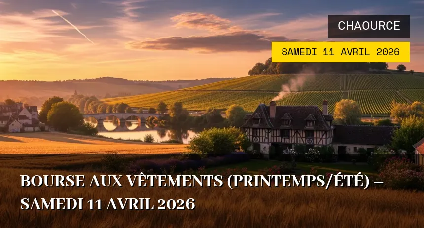 Affiche de l'événement : Bourse aux vêtements (printemps/été) – Samedi 11 Avril 2026
