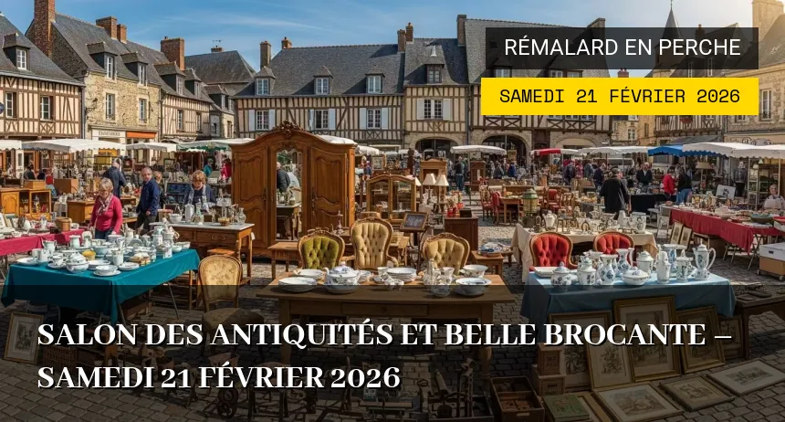 Affiche de l'événement : Salon des Antiquités et Belle Brocante – Samedi 21 Février 2026