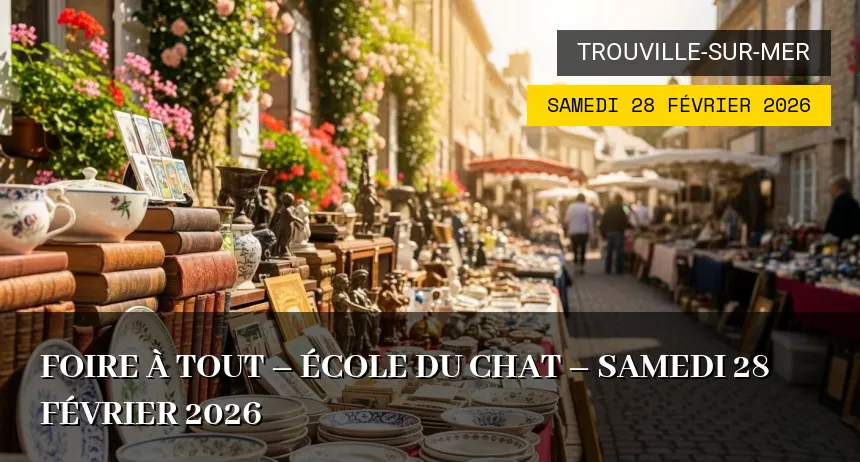 Affiche de l'événement : Foire à tout – École du chat – Samedi 28 Février 2026
