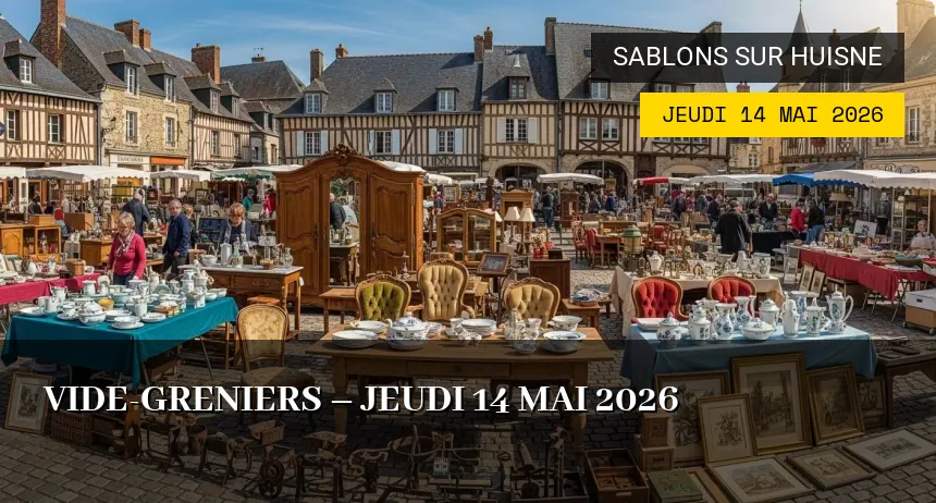 Affiche de l'événement : Vide-greniers – Jeudi 14 Mai 2026