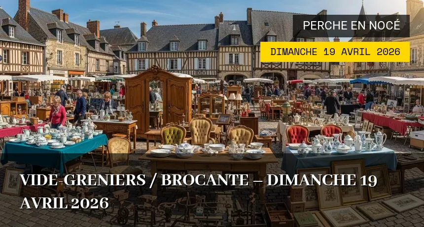 Affiche de l'événement : Vide-greniers / Brocante – Dimanche 19 Avril 2026