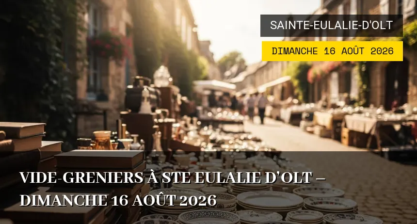 Affiche de l'événement : Vide-Greniers à Ste Eulalie d&rsquo;Olt – Dimanche 16 Août 2026