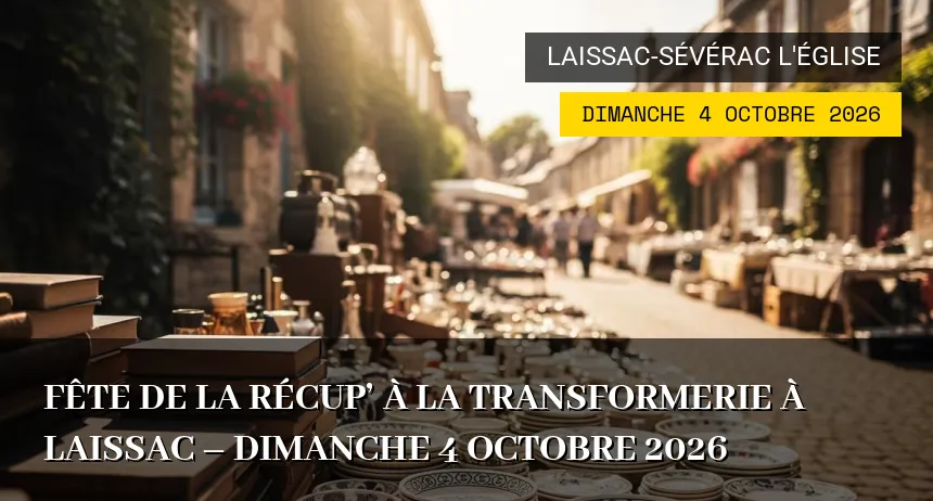 Affiche de l'événement : Fête de la Récup&rsquo; à la Transformerie à Laissac – Dimanche 4 Octobre 2026