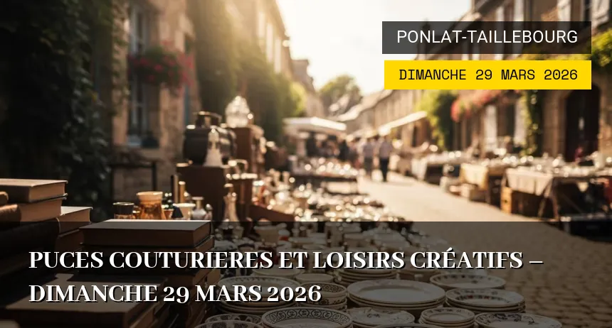Affiche de l'événement : PUCES COUTURIERES ET LOISIRS CRÉATIFS – Dimanche 29 Mars 2026