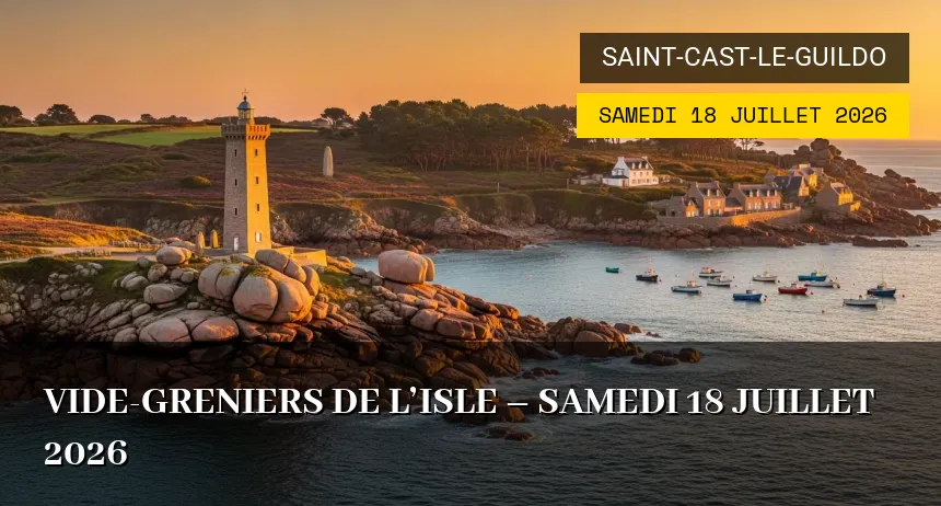 Affiche de l'événement : Vide-greniers de l&rsquo;Isle – Samedi 18 Juillet 2026