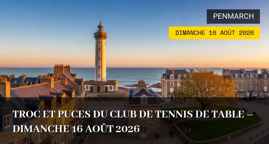 Affiche de l'événement : Troc et puces du Club de Tennis de Table – Dimanche 16 Août 2026