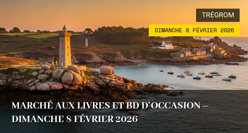 Affiche de l'événement : Marché aux livres et BD d&rsquo;occasion – Dimanche 8 Février 2026