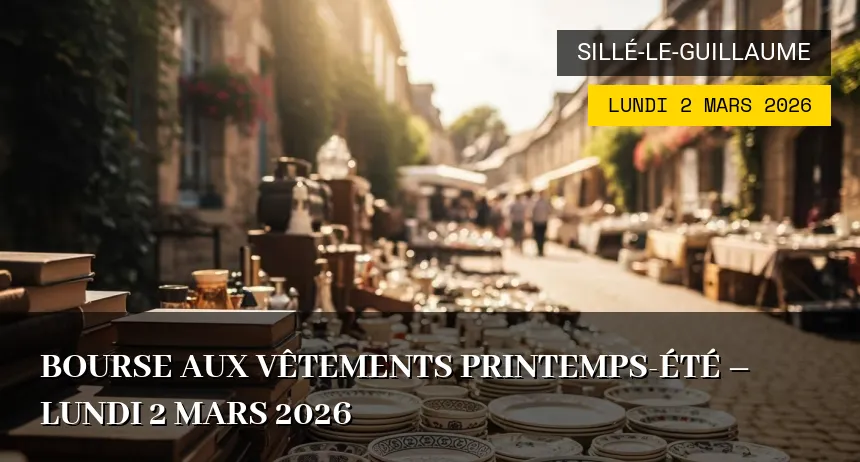 Affiche de l'événement : Bourse aux vêtements printemps-été – Lundi 2 Mars 2026