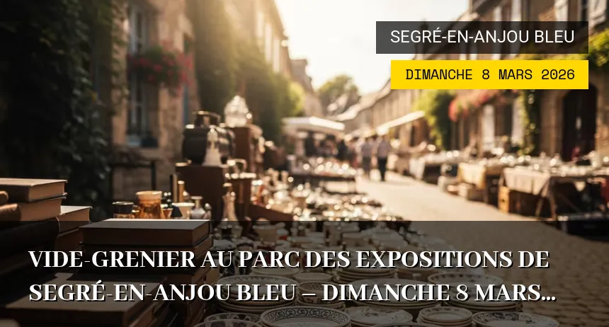 Affiche de l'événement : Vide-grenier au parc des expositions de Segré-en-Anjou bleu – Dimanche 8 Mars 2026