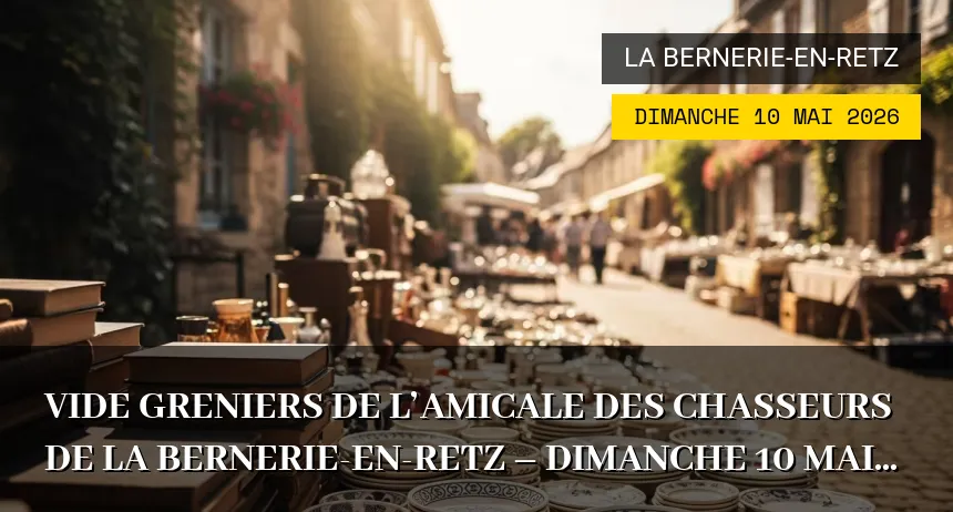 Affiche de l'événement : Vide greniers de l&rsquo;amicale des chasseurs de La Bernerie-en-Retz – Dimanche 10 Mai 2026