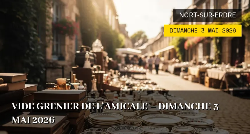 Affiche de l'événement : VIDE GRENIER DE L&rsquo;AMICALE – Dimanche 3 Mai 2026