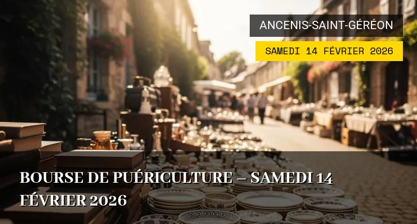 Affiche de l'événement : Bourse de puériculture – Samedi 14 Février 2026