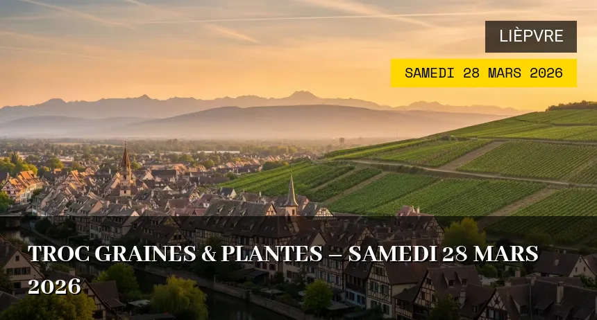 Affiche de l'événement : Troc graines & plantes – Samedi 28 Mars 2026