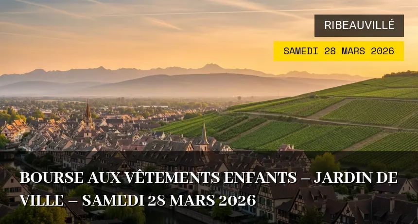 Affiche de l'événement : Bourse aux vêtements enfants – Jardin de ville – Samedi 28 Mars 2026
