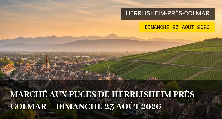 Affiche de l'événement : Marché aux Puces de Herrlisheim près Colmar – Dimanche 23 Août 2026