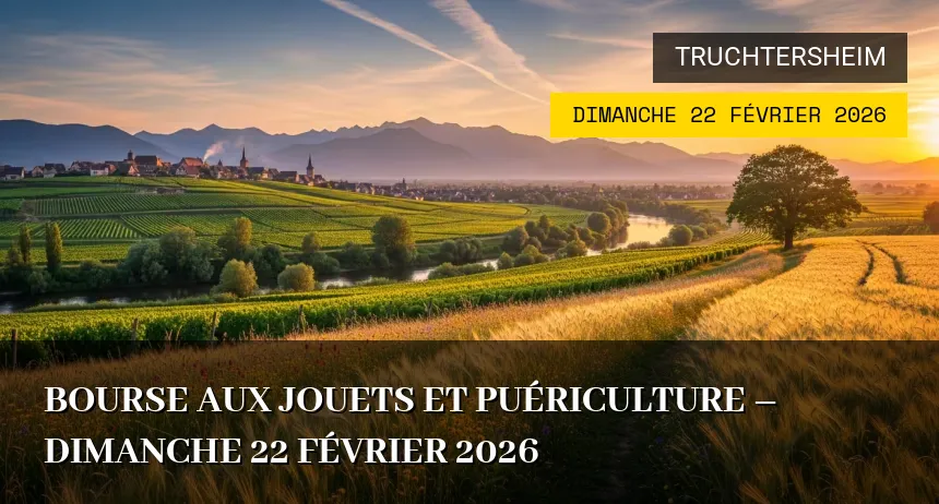 Affiche de l'événement : Bourse aux jouets et puériculture – Dimanche 22 Février 2026