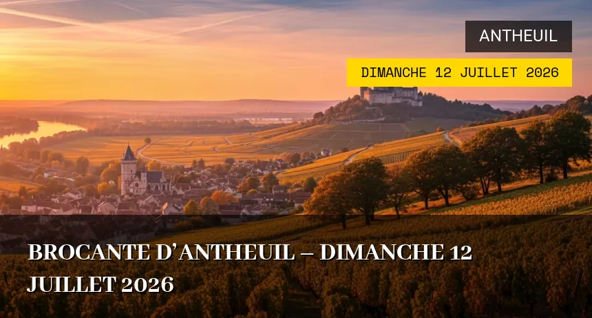 Affiche de l'événement : BROCANTE D&rsquo;ANTHEUIL – Dimanche 12 Juillet 2026