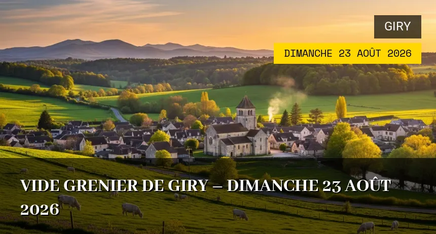 Affiche de l'événement : VIDE GRENIER DE GIRY – Dimanche 23 Août 2026
