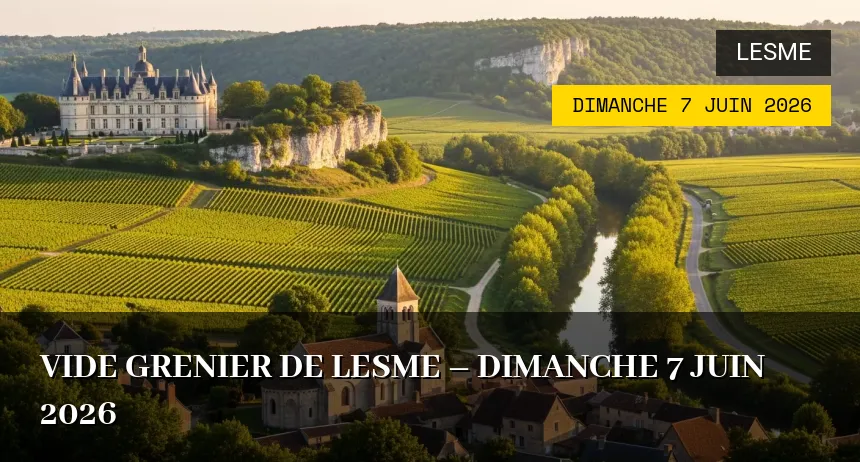 Affiche de l'événement : VIDE GRENIER DE LESME – Dimanche 7 Juin 2026