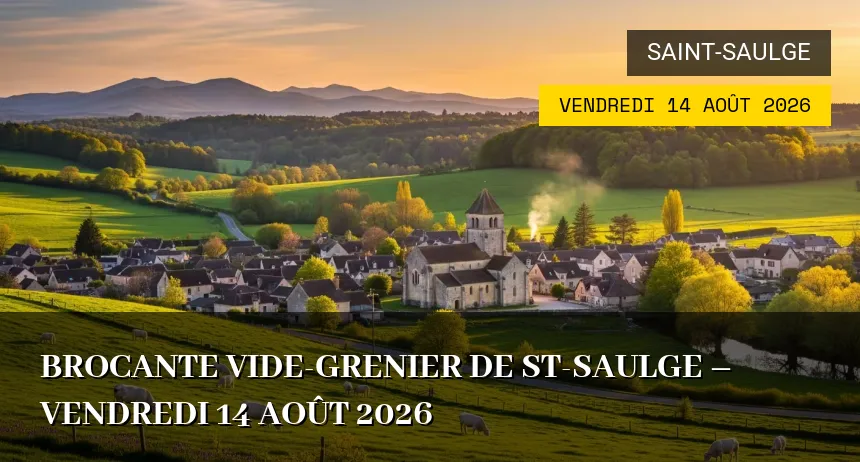 Affiche de l'événement : BROCANTE VIDE-GRENIER DE ST-SAULGE – Vendredi 14 Août 2026