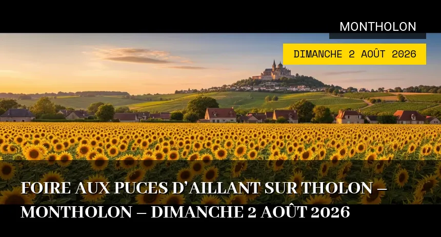 Affiche de l'événement : FOIRE AUX PUCES D&rsquo;AILLANT SUR THOLON – MONTHOLON – Dimanche 2 Août 2026
