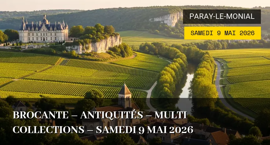 Affiche de l'événement : Brocante – antiquités – multi collections – Samedi 9 Mai 2026
