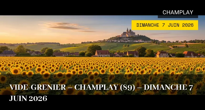 Affiche de l'événement : VIDE-GRENIER – CHAMPLAY (89) – Dimanche 7 Juin 2026
